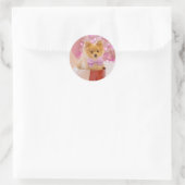 kerstpuppy ronde sticker (Tas)