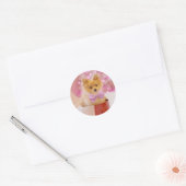 kerstpuppy ronde sticker (Envelop)