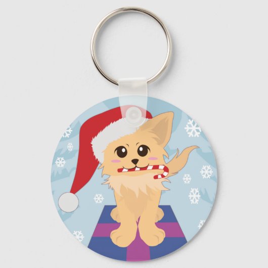 kerstpuppy sleutelhanger (Voorkant)