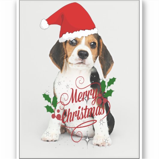 kerstpuppy sticker (Voorkant)