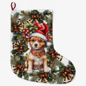 kerstpuppy Stocking Grote Kerstsok (Voorkant)