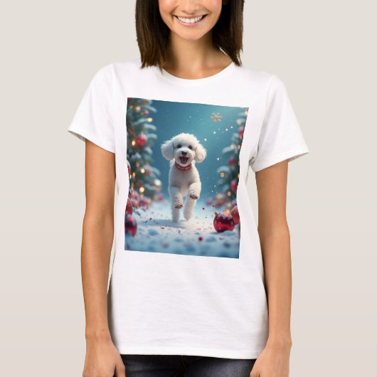 Kerstpuppy T-shirt (Voorkant)
