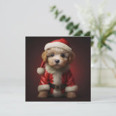 Kerstpuppy vakantie kerstkaart (Staand voorkant)