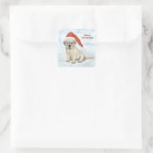 Kerstpuppy Vierkante Sticker (Tas)