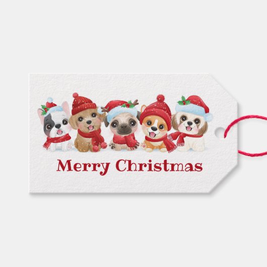 Kerstpuppy's Cadeaulabel (Voorkant (Horizontaal))
