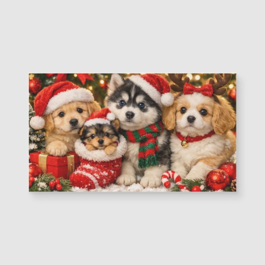 Kerstpuppy's magneet (Voorkant)