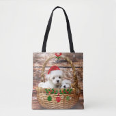 Kerstpuppy's, schattig, tote bag (Voorkant)