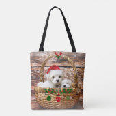 Kerstpuppy's, schattig, tote bag (Achterkant)