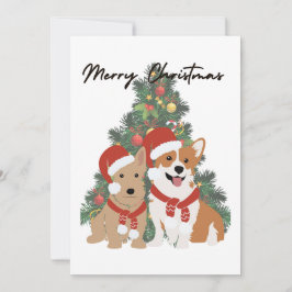 Kerstpups - Corgi en Terrier - Vakantie Kaart