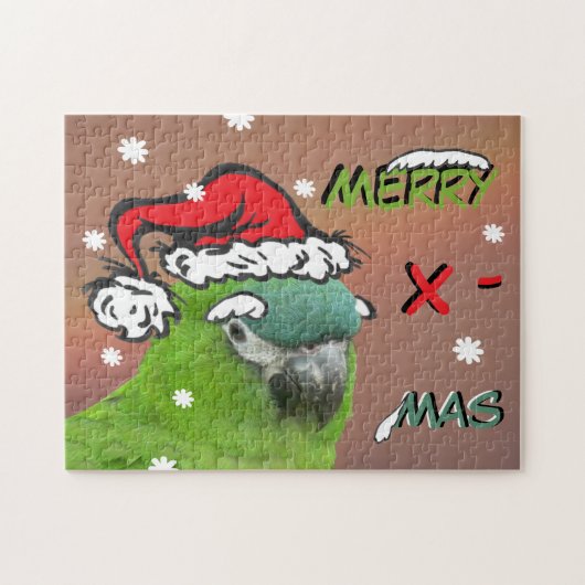 Kerstpuzzel: De groene Loriket Santa Legpuzzel (Horizontaal)