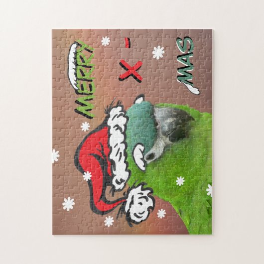 Kerstpuzzel: De groene Loriket Santa Legpuzzel (Verticaal)