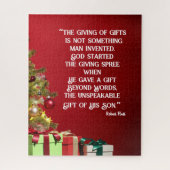 Kerstpuzzel Het eerste cadeau dat wordt gegeven Legpuzzel (Verticaal)