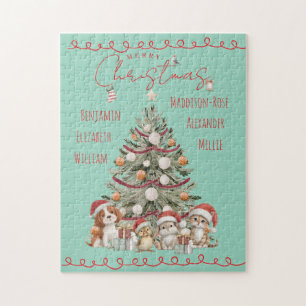 Kerstpuzzel met waterverf voor huisdierliefhebbers legpuzzel