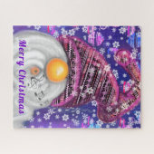 Kerstpuzzel vrolijk zingend gnoom in Paars Pet Legpuzzel (Horizontaal)