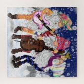 Kerstpuzzelcadeau Happy Gnomen Music Band Legpuzzel (Horizontaal)