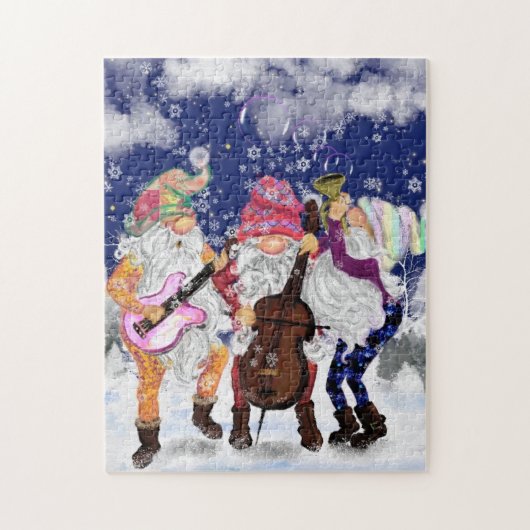 Kerstpuzzelcadeau Happy Gnomen Music Band Legpuzzel (Verticaal)