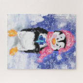 Kerstpuzzelcadeau met Happy Penguin Legpuzzel (Horizontaal)