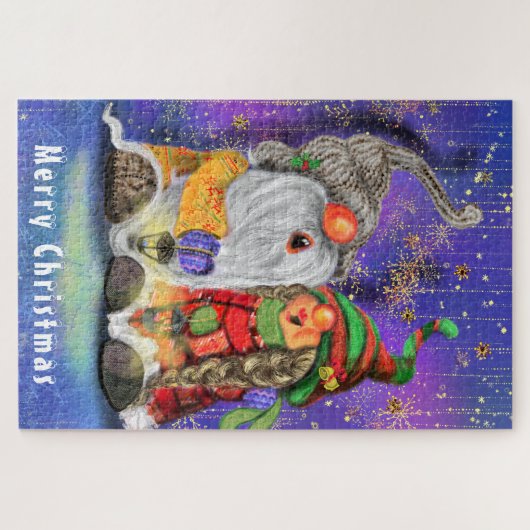 Kerstpuzzelcadeau met het zingen van de gnomen legpuzzel (Horizontaal)