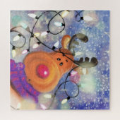 Kerstpuzzelcadeautje met gelukkige rendiertjes legpuzzel (Horizontaal)