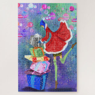 Kerstpuzzelmeisje met cadeautjes voor schilderijen legpuzzel