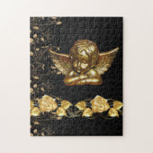 Kerstpuzzle Gold Penguin Floral Legpuzzel (Verticaal)