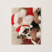 Kerstpuzzle — Kerstman en zijn Welsh Corgi Legpuzzel (Verticaal)