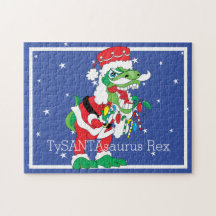 Kerstpuzzle TySANTAsaurus Rex personaliseren