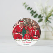 Kerstpyjama familie foto uitdaging feestdagenkaart (Staand voorkant)