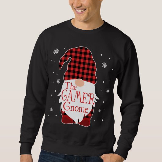 Kerstpyjama familie Gift Gamer Gnome Buffalo P Trui (Voorkant)