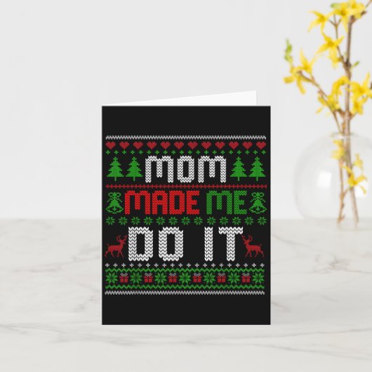 Kerstpyjama Familie Matching - Mama Made Me Do Kaart (Gele Bloem)