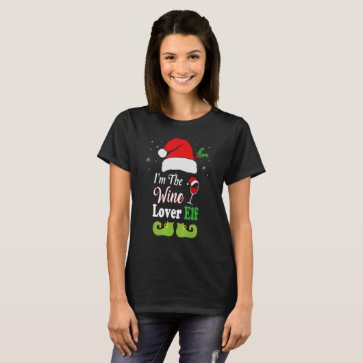 Kerstpyjama Ik ben de Wine Elf Matching Xm T-shirt (Voorkant volledig)
