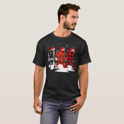 kerstpyjama met hoge voet kerstpajama Santa Buffal T-shirt (Voorkant volledig)