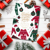 Kerstpyjama Party Classic Rood Groen Kaart