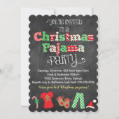 Kerstpyjama party schoolbord uitnodiging (Voorkant)