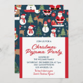 Kerstpyjama Party Slumber bomen Sneeuwman Kaart (Voorkant / Achterkant)