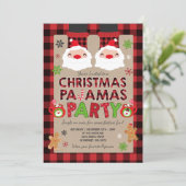Kerstpyjama Party Uitnodiging Vakantie Pyjama's (Staand voorkant)