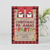 Kerstpyjama Party Uitnodiging Vakantie Pyjama's (Staand voorkant)