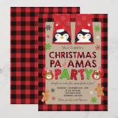 Kerstpyjama Party Uitnodiging Vakantie Pyjama's (Voorkant / Achterkant)