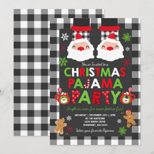 Kerstpyjama Party Uitnodiging Vakantie Pyjama's