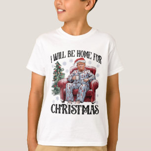 Kerstpyjama Trump Ik ben thuis voor de kerstvakant T-shirt