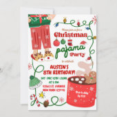 Kerstpyjama verjaardagsfeestje kaart (Voorkant)