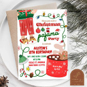 Kerstpyjama verjaardagsfeestje kaart