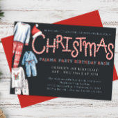 Kerstpyjama verjaardagsfeestje uitnodiging