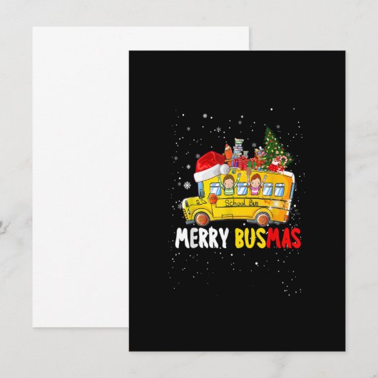 Kerstpyjama voor schoolbuschauffeur Merry Busmas X Kaart (Voorkant / Achterkant)