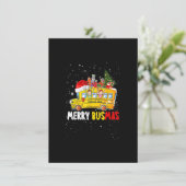 Kerstpyjama voor schoolbuschauffeur Merry Busmas X Kaart (Staand voorkant)
