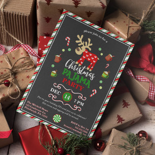 Kerstpyjamafeest feestelijk rendier kaart