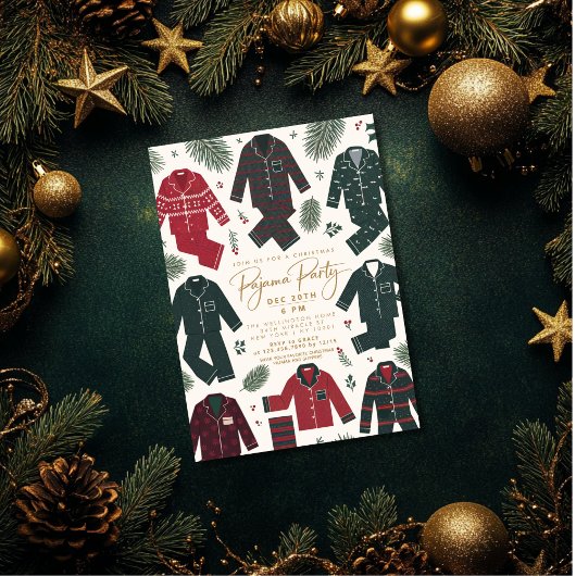 Kerstpyjamafeest minimalistisch modern eenvoudig kaart