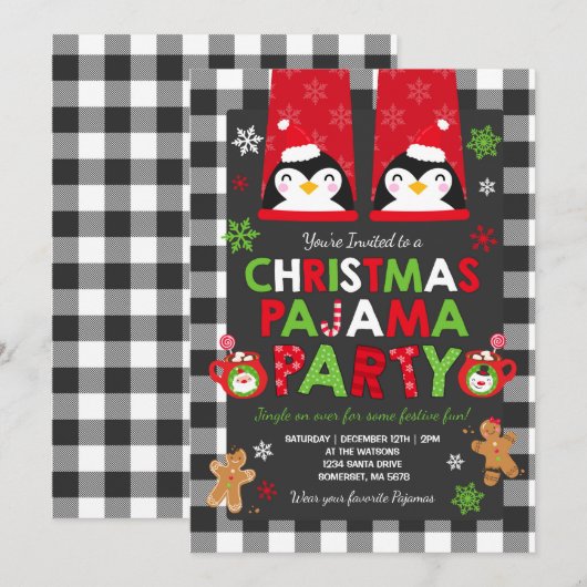 Kerstpyjamapartij Kaart (Voorkant / Achterkant)