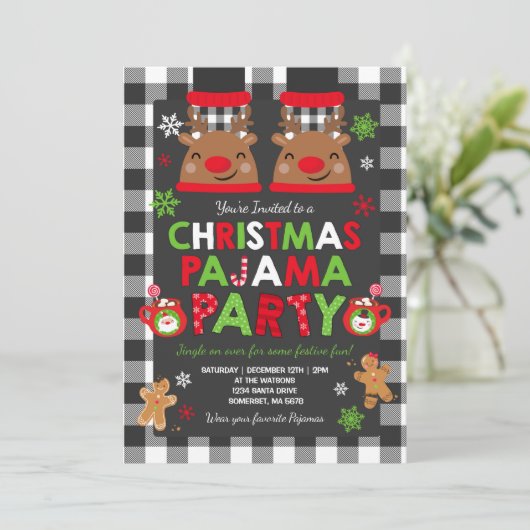 Kerstpyjamapartij Kaart (Staand voorkant)