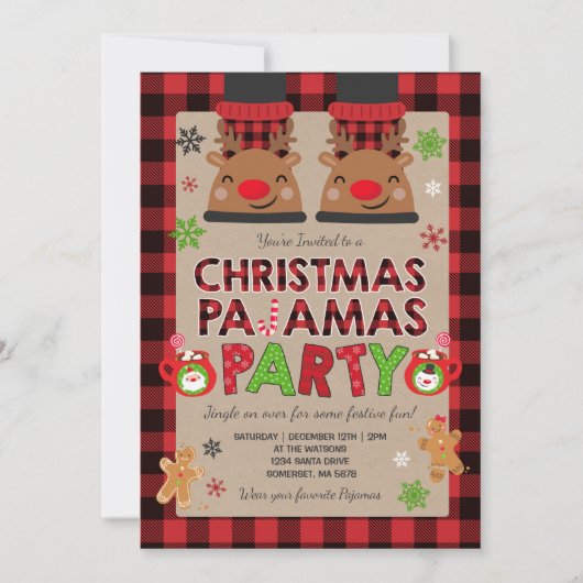 Kerstpyjamapartij Kaart (Voorkant)